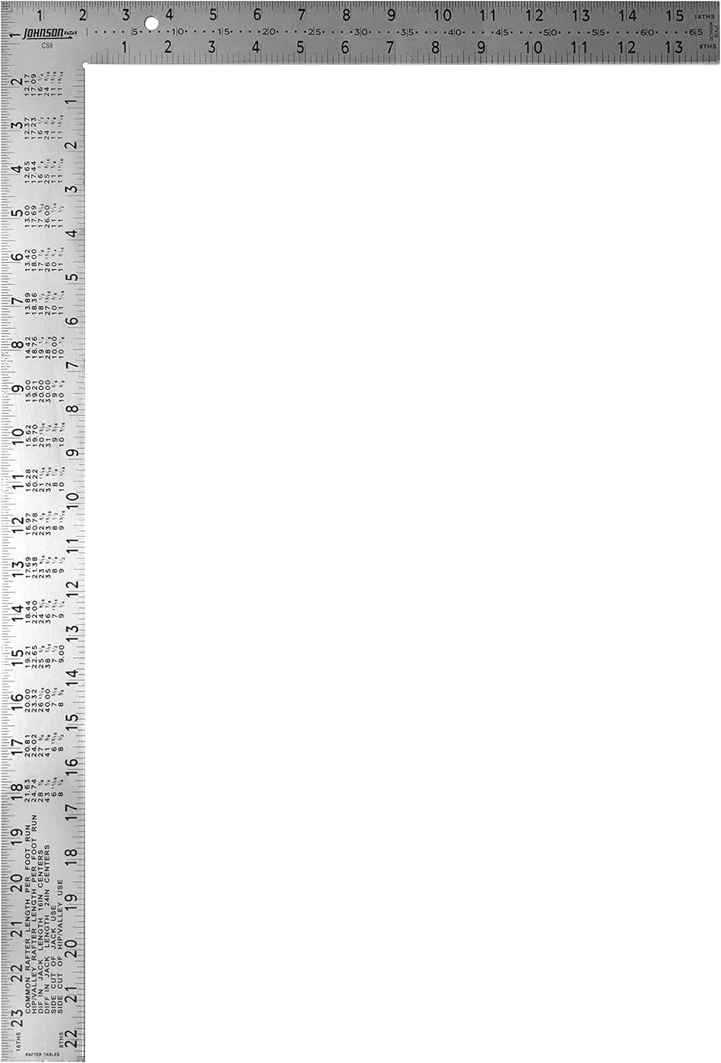Johnson Level & Tool CS9 Steel Framing Square, 16″ x 24″, Silver, 1 Square