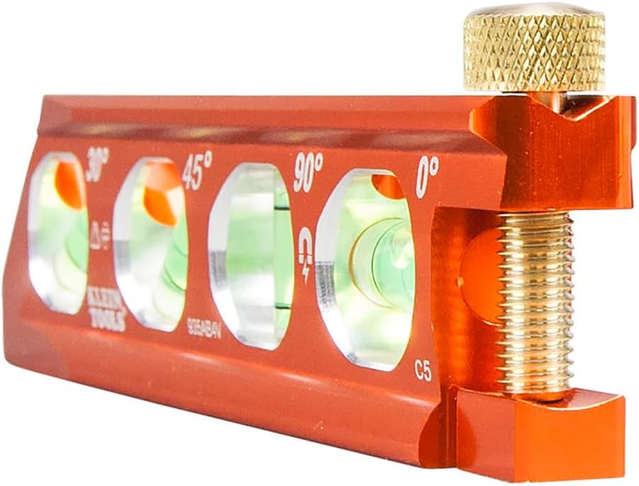 Klein Tools 935AB4V Level, 6-Inch Magnetic Torpedo and Conduit Level with 0/30/45/90 Degree Vials, V-Groove and Magnet Track, High Visibility Orange - Image 13