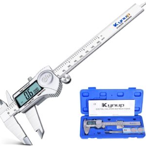 Kynup Digital Caliper 6 Inch Measuring Tool, Professional Stainless Steel Electronic Micrometer with Large LCD Screen, Vernier Caliper, Inch Metric Fraction Conversion, Auto-Off, IP54 Splash Proof