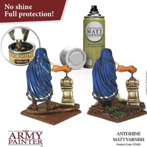 The Army Painter Anti Shine Matt Varnish for Miniature Painting – Acrylic after Quickshade Protector Spray Varnish for Miniatures, 400ml
